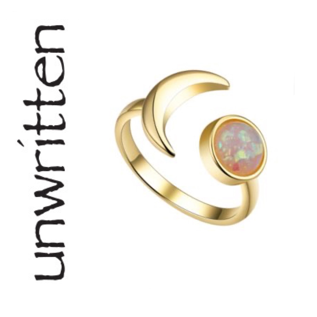 Unwritten Fire Opal Stone Moon Bypass Ring 45$